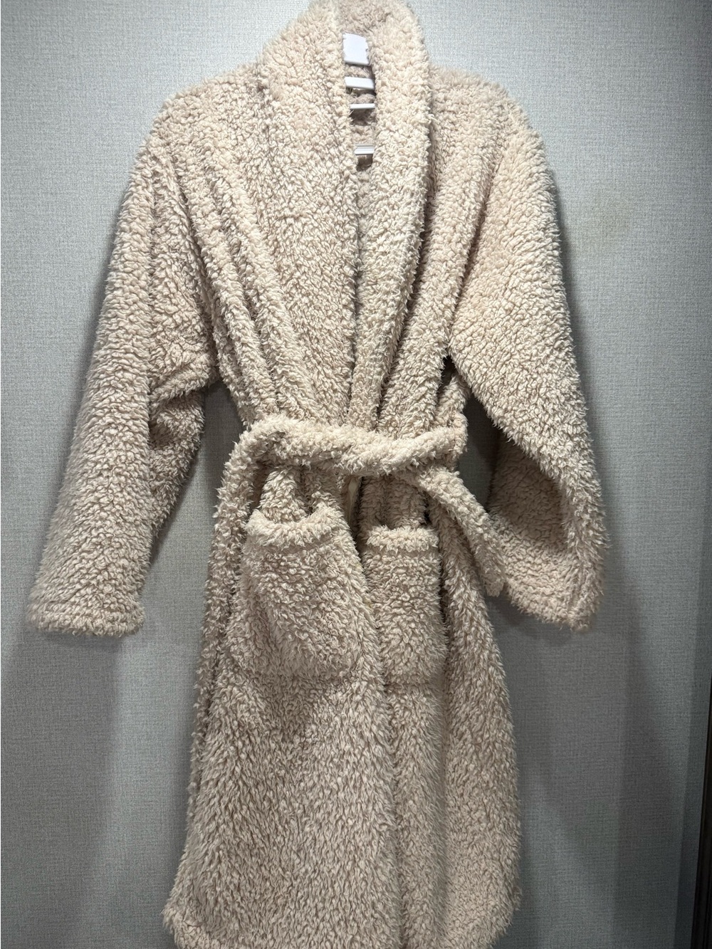 Pottery Barn beige teddy bear robe
